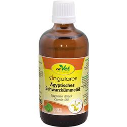 Braune Flasche mit ägyptischem Schwarzkümmelöl und einem weißen Verschluss.