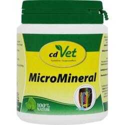 Weiße Dose mit grünem Deckel und der Aufschrift "MicroMineral" von cdVet.