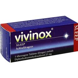 Blaue Packung von Vivinox Sleep mit Schlafdragees.