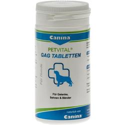 Weiße Tablettendose mit der Aufschrift "Canina Petvital GAG Tabletten" für Hunde.