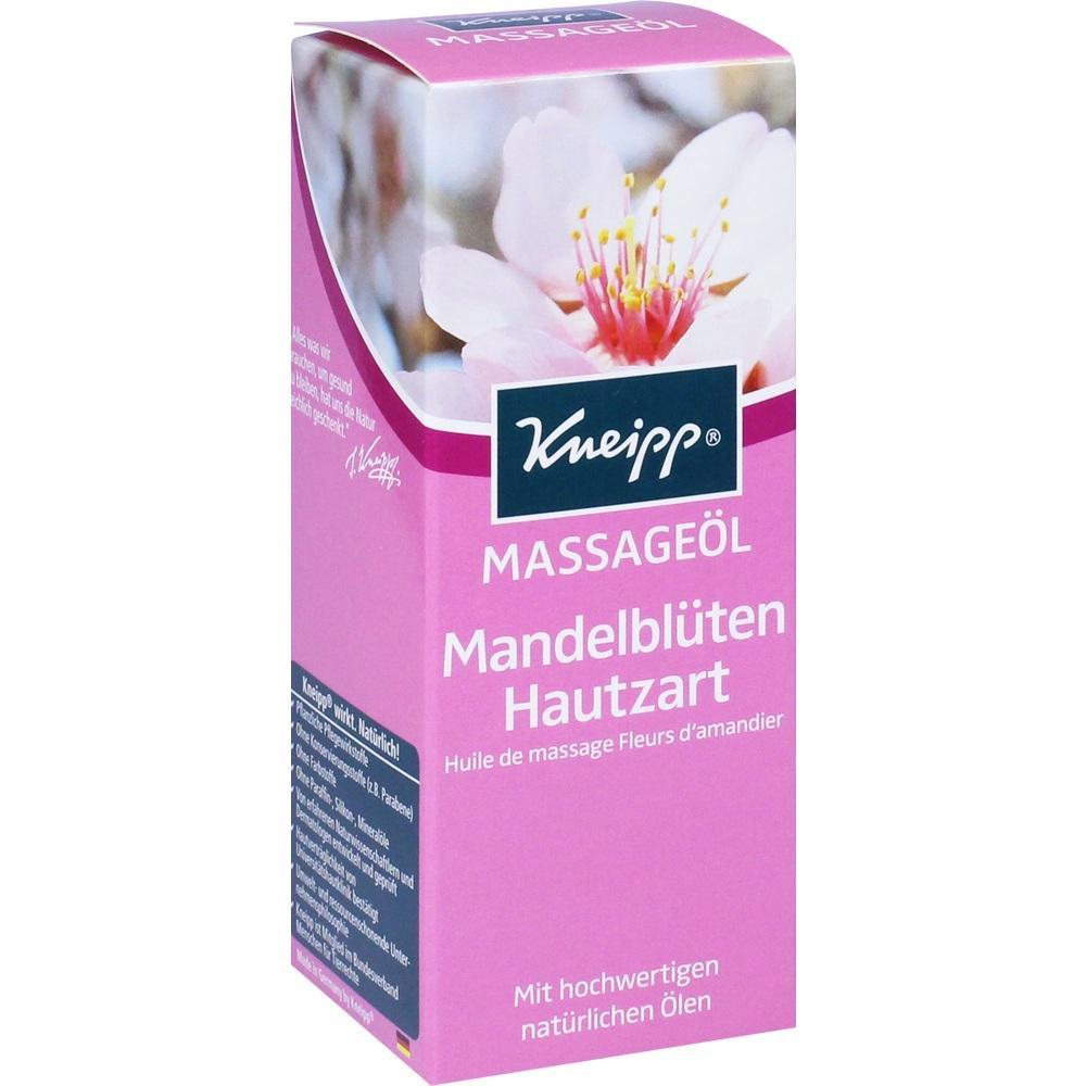 Rosa Verpackung von Kneipp Mandelblüten-Massageöl mit Blütenbild.