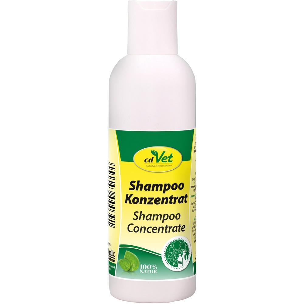 Weiße Shampoo-Flasche mit gelbem Etikett und grünem Logo.
