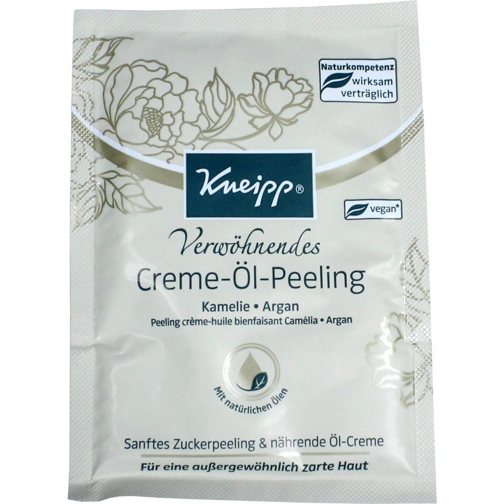 Verpackung von Kneipp Creme-Öl-Peeling mit Kamille und Arganöl, vegan.