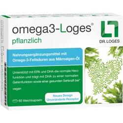 Die Packung zeigt pflanzliche Omega-3-Kapseln mit Mikroalgen-Öl.