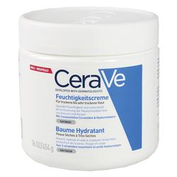 Eine weiße Dose mit Feuchtigkeitscreme von der Marke CeraVe.